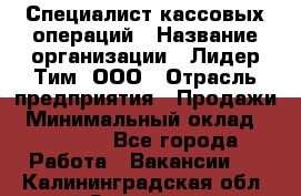 Специалист кассовых операций › Название организации ­ Лидер Тим, ООО › Отрасль предприятия ­ Продажи › Минимальный оклад ­ 16 000 - Все города Работа » Вакансии   . Калининградская обл.,Советск г.